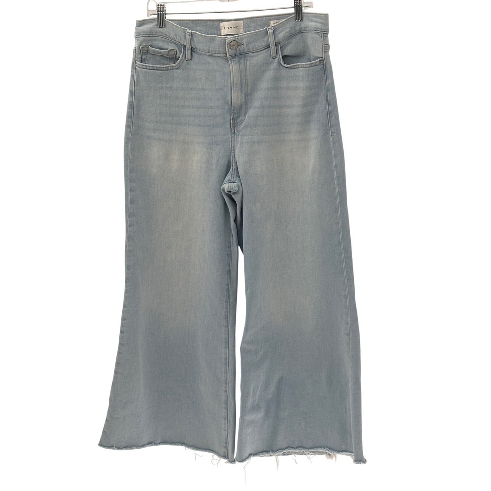 Frame Jeans Le Palazzo Wide Leg Crop Women Size 32 Light Blue High Rise Clarity